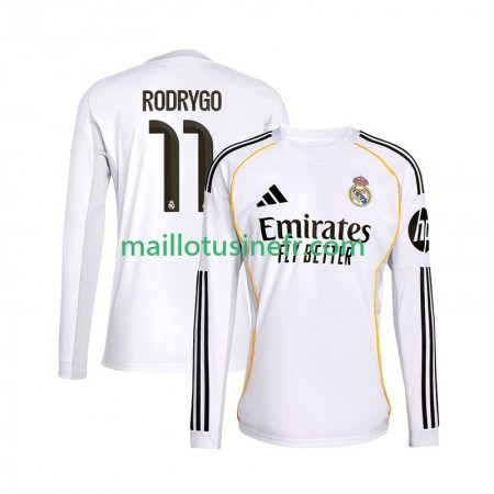 Maillot de Foot Real Madrid Rodrygo 11 Domicile 2025-26 Manches Longues